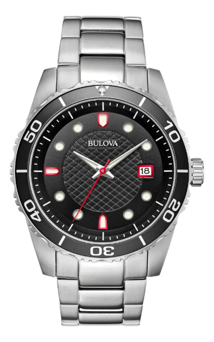 Reloj Bulova 98a195 Para Caballero Cuarzo Negro PlateadoA