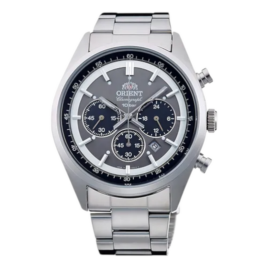 Orient Reloj Neo70's Solar Panda Dark Grey Hombre Wv0011tx Correa Plateado Bisel Plateado Fondo Gris